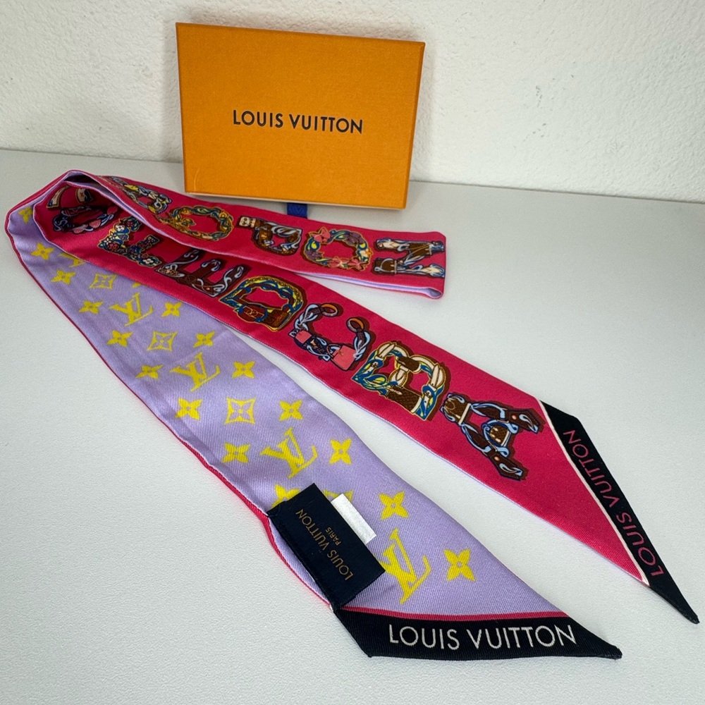 Louis Vuitton Pink/Multicolor Silk LV And Me BB Bandeau Scarf